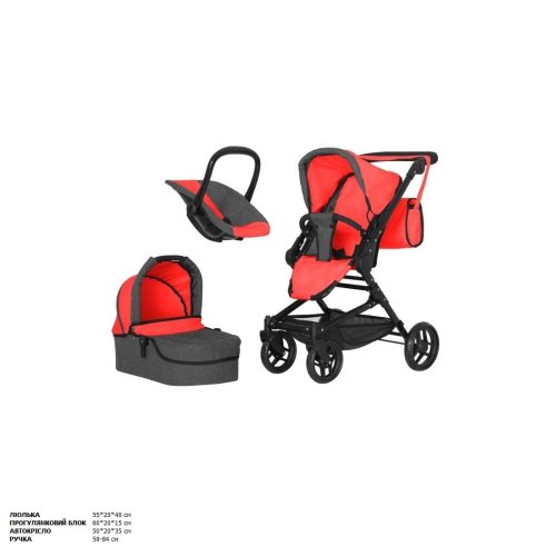 Коляска для куклы 3в1 Carrello Magia с сумкой 9636 Red