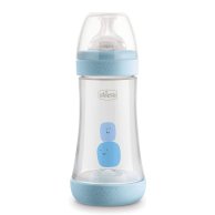 Пластиковая бутылочка Chicco PERFECT 5, средний поток, 2м+, 240 мл, голубая 20223.20.40
