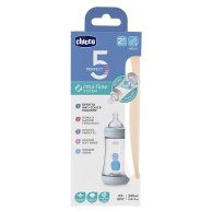 Пластиковая бутылочка Chicco PERFECT 5, средний поток, 2м+, 240 мл, голубая 20223.20.40