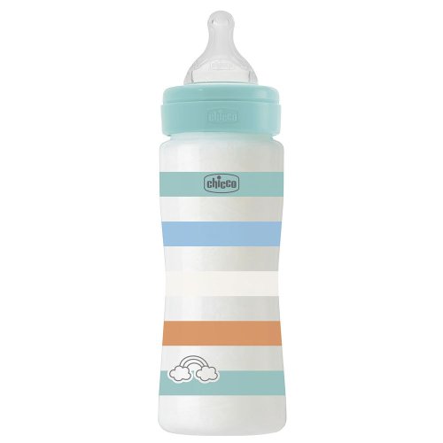 Пластиковая бутылочка Chicco Well-Being Colors, быстрый поток, 4м+, 330 мл, голубая 28637.21