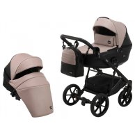 Коляска 2 в 1 Bair Kiwi кожа 100% BK-18/15 капучино - черный( 625457)