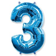Фольгированные шары цифра 3 blue