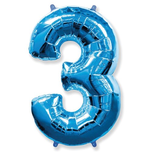 Фольгированные шары цифра 3 blue