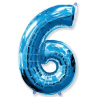 Фольгированные шары цифра 6 blue