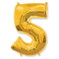 Фольгированные шары цифра 5 gold