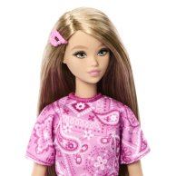 Кукла Barbie Барби Модница в розовом платье с узором пейсли JJN62