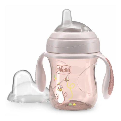 Чашка пластиковая Chicco Transition Cup, 4м+, 200 мл, розовая 06911.15