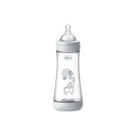 Пластиковая бутылочка Chicco Perfect 5, быстрый поток, 4м+, 300 мл, серая 20235.32.40