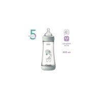 Пластиковая бутылочка Chicco Perfect 5, быстрый поток, 4м+, 300 мл, серая 20235.32.40