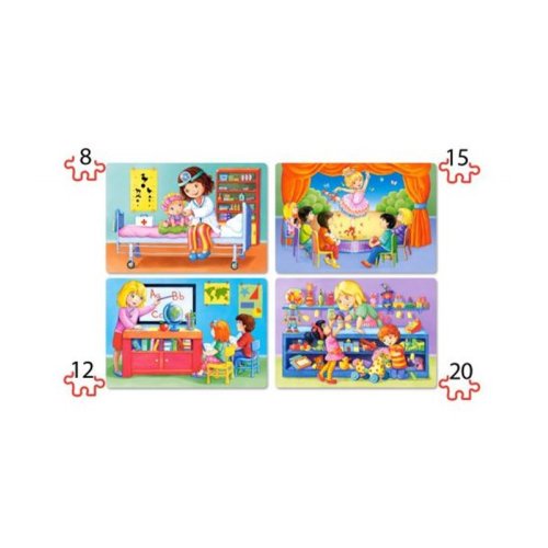 Пазлы Castorland 4х1(8,12,15,20) Профессии