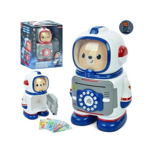 Копилка Космонавт Сейф с кодом и эффектами 24х16х12 см MK 5061