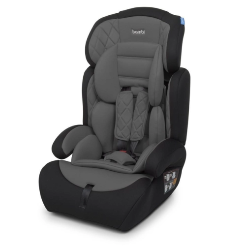 Автокресло Bambi 2 в 1, группа 1-2-3 (9-36 кг), черно-серый M 3546 Gray