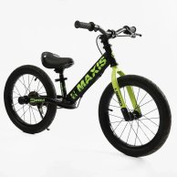 Беговел Corso Maxis Велобег, колеса 16 дюймов, черный с зеленым MX-71065
