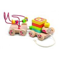 Деревянная игрушка Паровозик - каталка, лабиринт, на проволоке (811M)