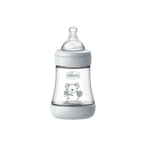 Пластиковая бутылочка Chicco Perfect 5, медленный поток, 0м+, 150 мл, серая 20211.32.40