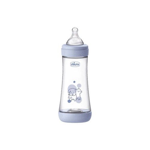 Пластиковая бутылочка Chicco Perfect 5, быстрый поток, 4м+, 300 мл, голубая 20235.22.40