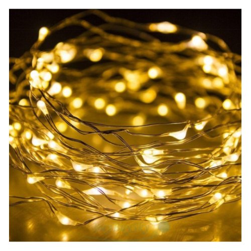 Гирлянда LED 10м на батарейке, белый теплый (79664)