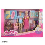 Кукла Anlily беременная 29см 99268 семья с ребенком, коляской и аксес.