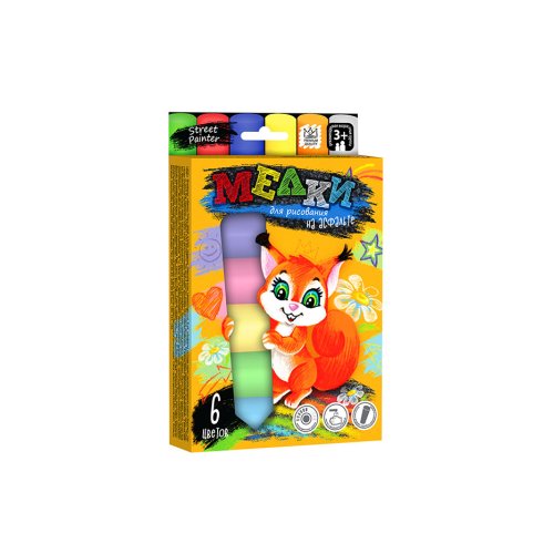 "Мел для рисования на асфальте" Danko Toys большая 6 шт рус (MEL-01-04)
