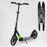 Самокат двухколесный, колеса PU, Best Scooter черный с зеленым 72284