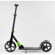 Самокат двухколесный, колеса PU, Best Scooter черный с зеленым 72284