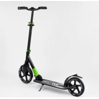 Самокат двухколесный, колеса PU, Best Scooter черный с зеленым 72284