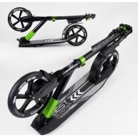 Самокат двухколесный, колеса PU, Best Scooter черный с зеленым 72284
