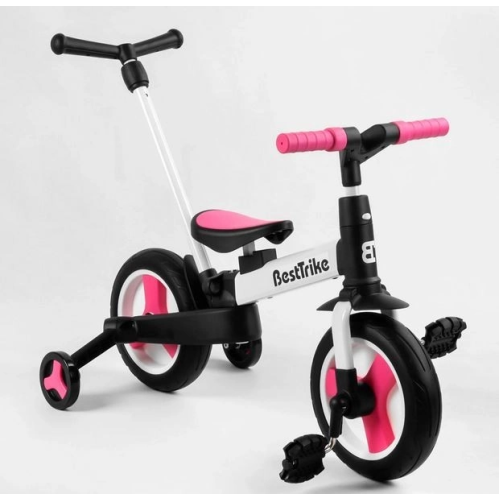 Велосипед-трансформер Best Trike, колеса PU 10", розово-черный 55475