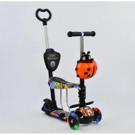 Детский самокат Best Scooter 5в1 PU колеса со светом, черный с оранжевым 15600