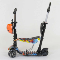 Детский самокат Best Scooter 5в1 PU колеса со светом, черный с оранжевым 15600