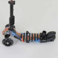 Детский самокат Best Scooter 5в1 PU колеса со светом, черный с оранжевым 15600