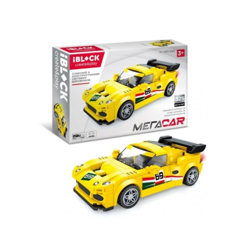 Конструктор Спорткар МЕГАCAR 325 деталей, желтый IBLOCK PL-921-324