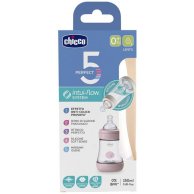Бутылка пласт. Chicco "PERFECT 5" 150мл.соска силик от 0 месяцев медленный поток (девчонка) 20211.10