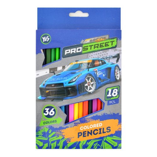Карандаши YES "Street racing" 18/36 цв.  (290488)