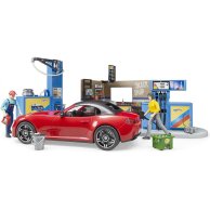 Игровой набор Bruder Автозаправочная станция с мойкой, машиной и фигурками 62111