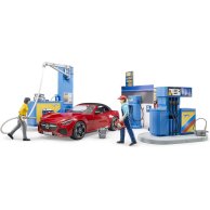 Игровой набор Bruder Автозаправочная станция с мойкой, машиной и фигурками 62111