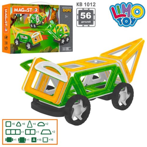 Магнитный конструктор Limo Toy Транспорт, 56 деталей KB 1012