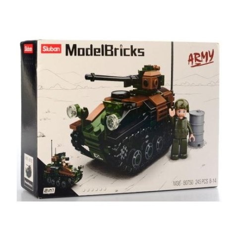 Конструктор SLUBAN M38-B0750 военный, танк, фигурка, 245 дет.