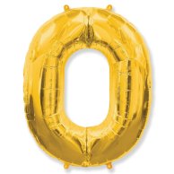 Фольгированные шары цифры цифра 0 gold