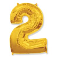 Фольгированные шары цифра 2 gold