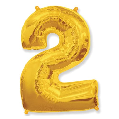 Фольгированные шары цифра 2 gold