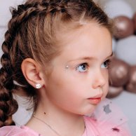 Серебряные серьги UmaUmi Котик с лапкой, серебро 925, белые 219559300603