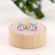 Серебряные серьги UmaUmi Единорог, серебро 925, разноцветные 219570000608