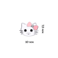 Серебряные серьги UmaUmi Кити-котик, серебро 925, с розовым бантом 219570700611