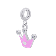 Серебряный кулон UmaUmi Корона с сердцем, серебро 925, розовый 319555800611
