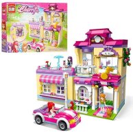 Конструктор BRICK 2007 дом, 2 этажа, машина, фигурки, 734 дет.