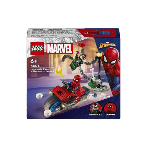 Конструктор Lego Marvel Погоня на мотоциклах Человек-паук vs. Доктор Осьминог, 77 деталей 76275
