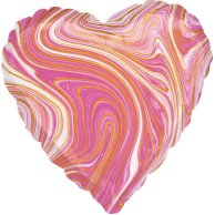 Фольгированные шары с рисунком 18" сердце агат розовый pink marble