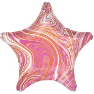 Фольгированные шары с рисунком 18" звезда агат розовый pink marble