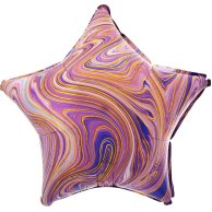 Фольгированные шары с рисунком 18" звезда агат фиолетовый purple marble
